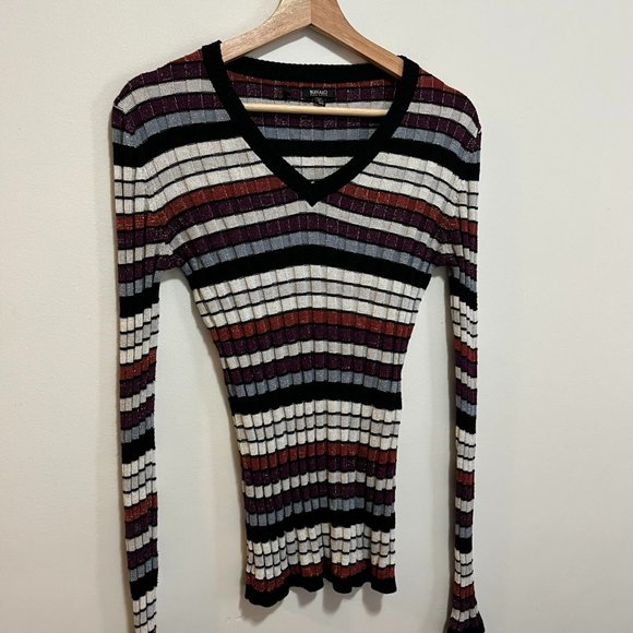 Buffalo David Bitton Metallic Sweater Women's Size Medium Striped - Picture 1 of 5